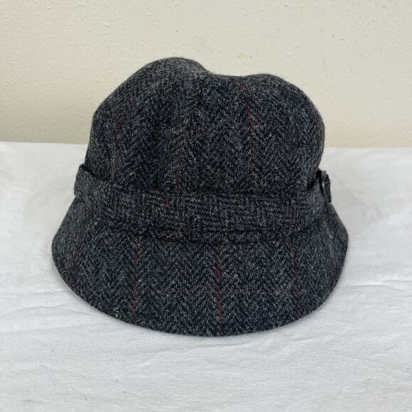 Mucros Weavers Wool Tweed Flapper Hat Herringbone Gray Made In Ireland - Picture 5 of 8